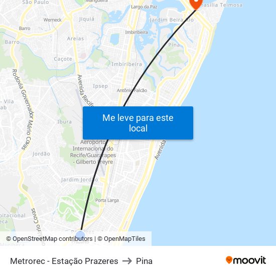 Metrorec - Estação Prazeres to Pina map