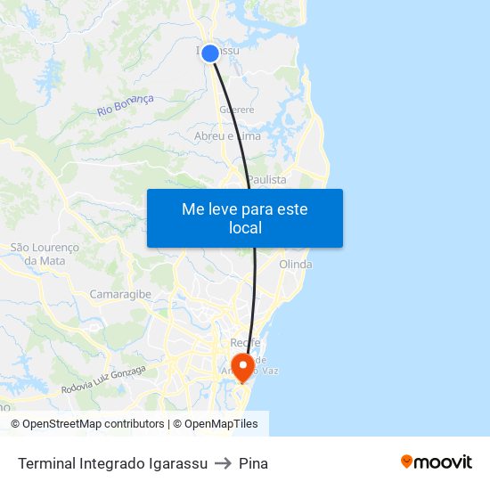 Terminal Integrado Igarassu to Pina map