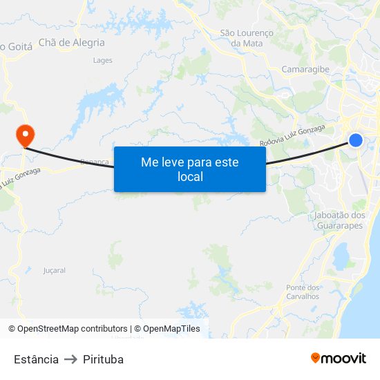 Estância to Pirituba map