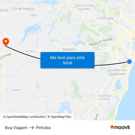 Boa Viagem to Pirituba map