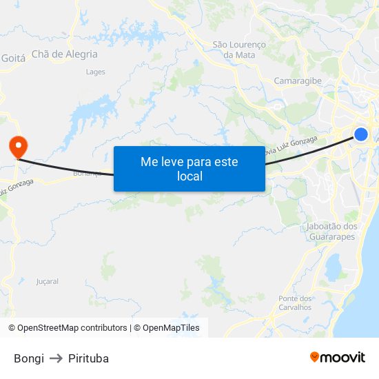Bongi to Pirituba map