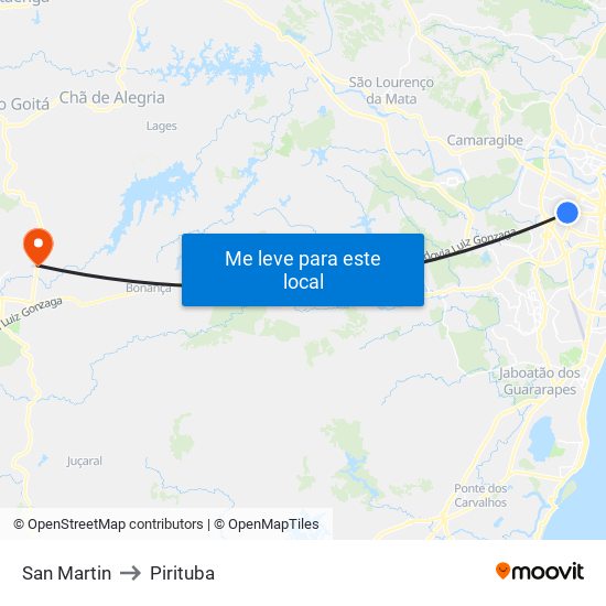 San Martin to Pirituba map