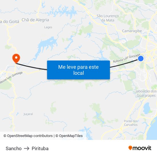 Sancho to Pirituba map
