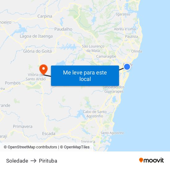 Soledade to Pirituba map