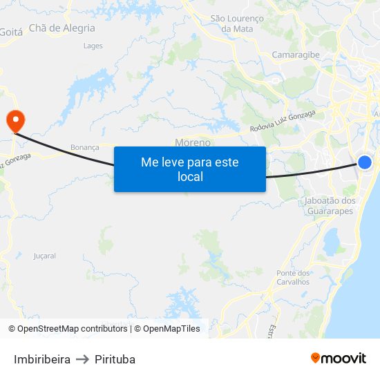 Imbiribeira to Pirituba map