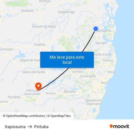 Itapissuma to Pirituba map