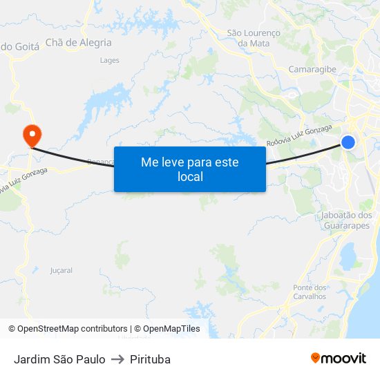 Jardim São Paulo to Pirituba map