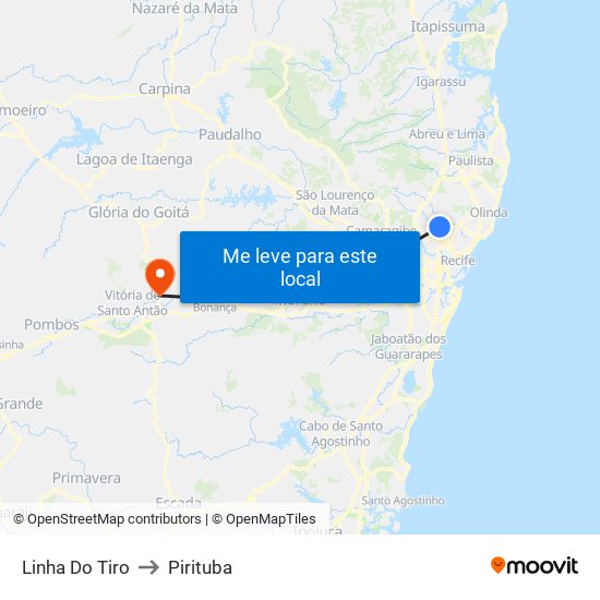 Linha Do Tiro to Pirituba map