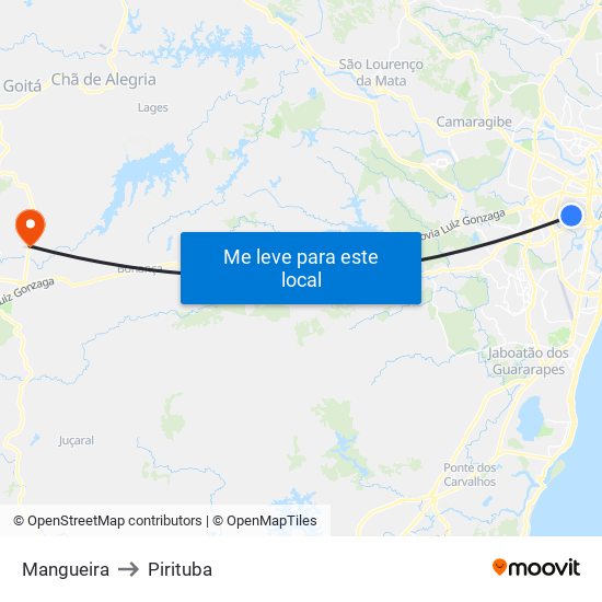 Mangueira to Pirituba map