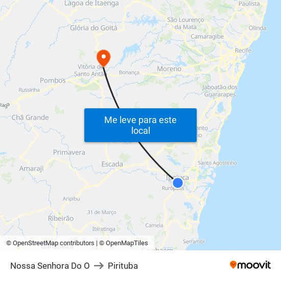 Nossa Senhora Do O to Pirituba map
