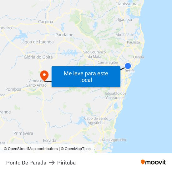 Ponto De Parada to Pirituba map