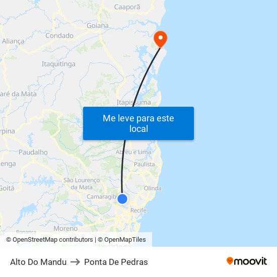 Alto Do Mandu to Ponta De Pedras map