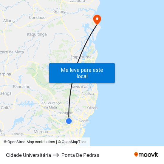 Cidade Universitária to Ponta De Pedras map