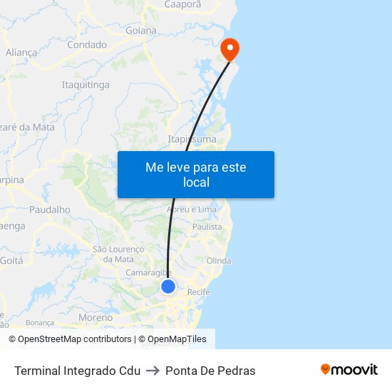 Terminal Integrado Cdu to Ponta De Pedras map