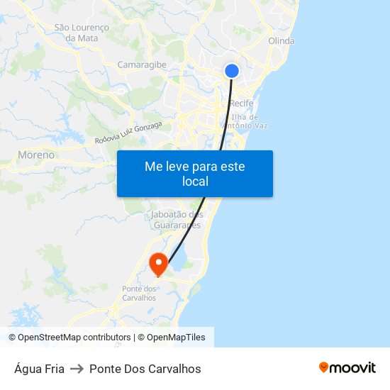 Água Fria to Ponte Dos Carvalhos map
