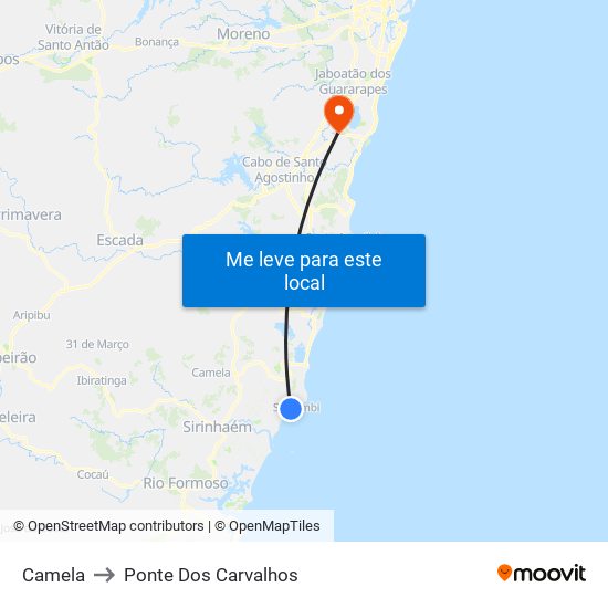 Camela to Ponte Dos Carvalhos map