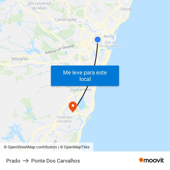 Prado to Ponte Dos Carvalhos map