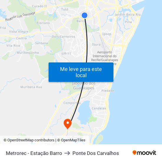 Metrorec - Estação Barro to Ponte Dos Carvalhos map