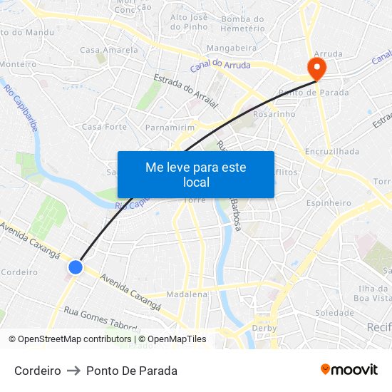 Cordeiro to Ponto De Parada map