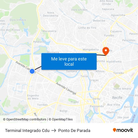 Terminal Integrado Cdu to Ponto De Parada map