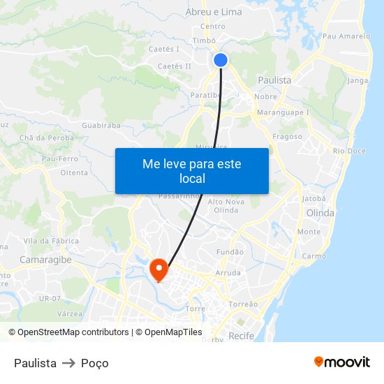 Paulista to Poço map