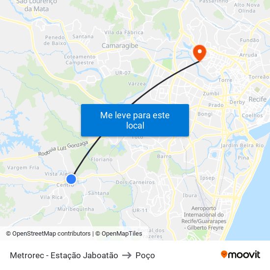 Metrorec - Estação Jaboatão to Poço map