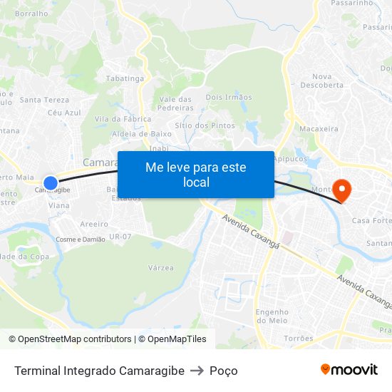 Terminal Integrado Camaragibe to Poço map