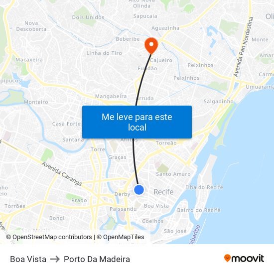 Boa Vista to Porto Da Madeira map