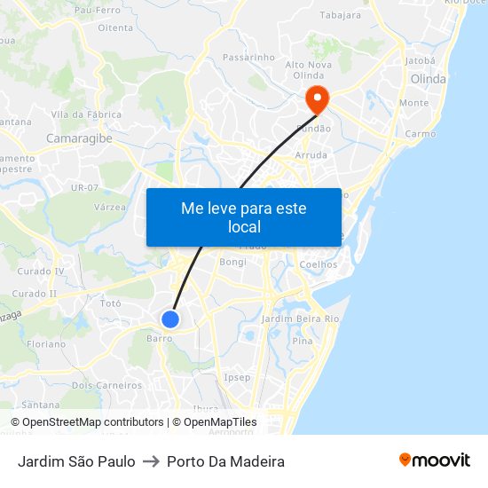 Jardim São Paulo to Porto Da Madeira map