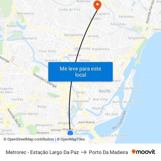 Metrorec - Estação Largo Da Paz to Porto Da Madeira map