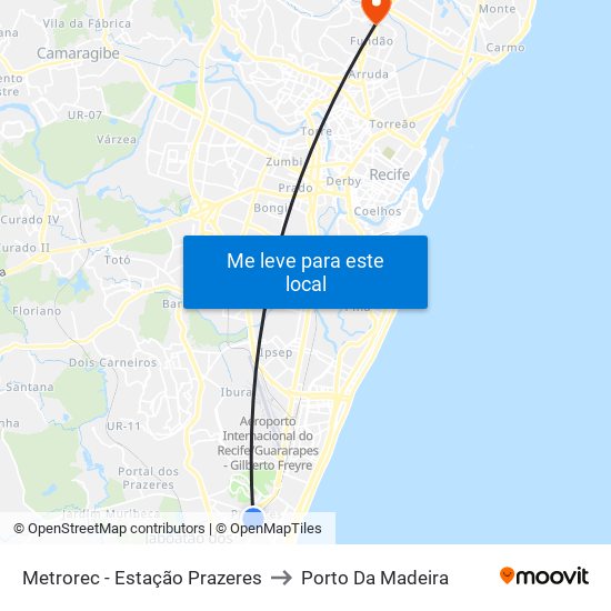 Metrorec - Estação Prazeres to Porto Da Madeira map