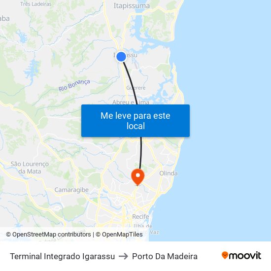 Terminal Integrado Igarassu to Porto Da Madeira map