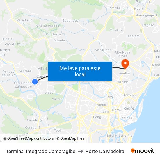 Terminal Integrado Camaragibe to Porto Da Madeira map