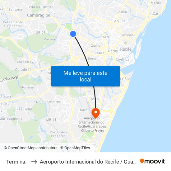 Terminal Integrado Cdu to Aeroporto Internacional do Recife / Guararapes (REC) (Aeroporto Internacional do Recife-Guararapes map