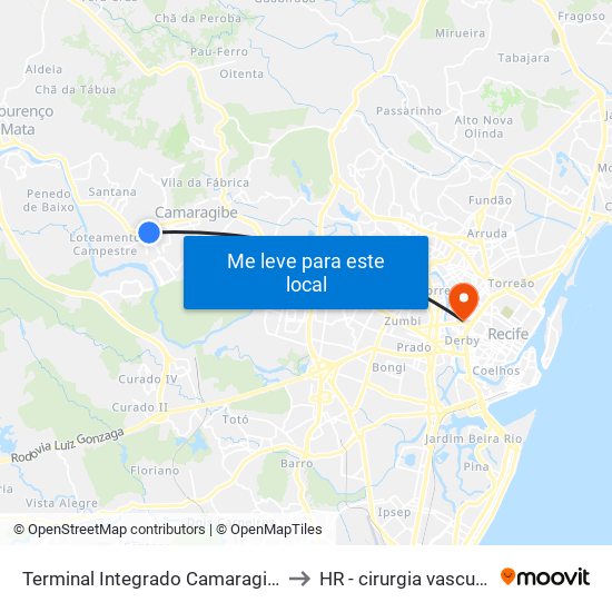 Terminal Integrado Camaragibe to HR - cirurgia vascular map