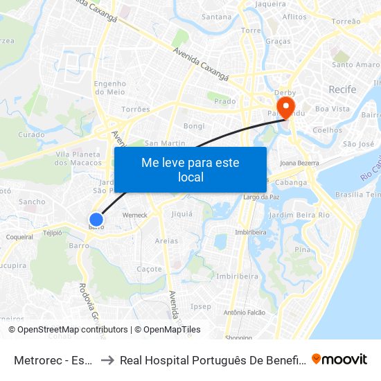 Metrorec - Estação Barro to Real Hospital Português De Beneficência Em Pernambuco map