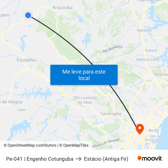 Pe-041 | Engenho Cotunguba to Estácio (Antiga Fir) map