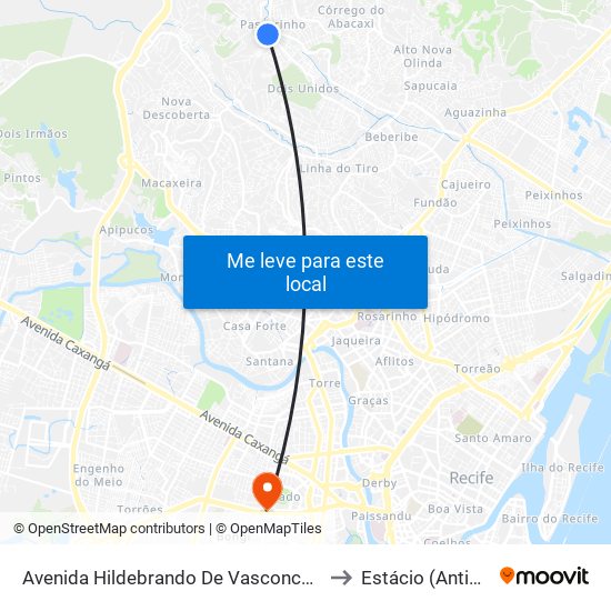 Avenida Hildebrando De Vasconcelos, 2738f to Estácio (Antiga Fir) map