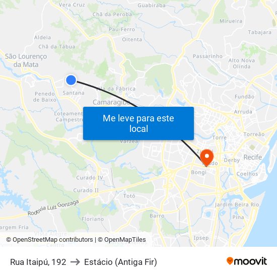 Rua Itaipú, 192 to Estácio (Antiga Fir) map