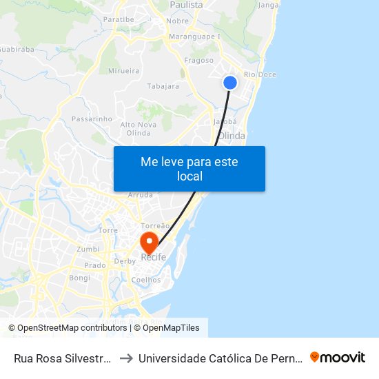 Rua Rosa Silvestre, 365 to Universidade Católica De Pernambuco map