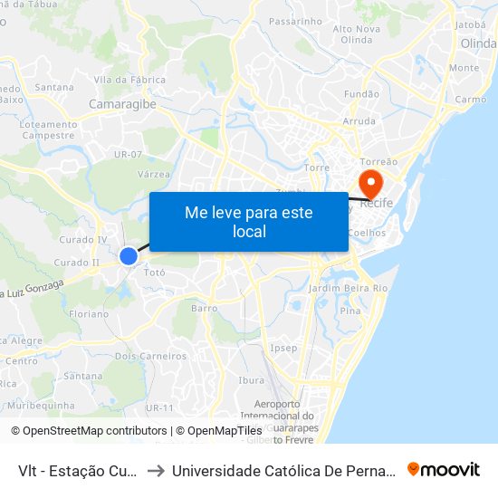 Vlt - Estação Curado to Universidade Católica De Pernambuco map