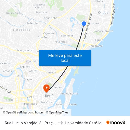 Rua Lucilo Varejão, 3 |  Praça De Ouro Preto Cohab to Universidade Católica De Pernambuco map