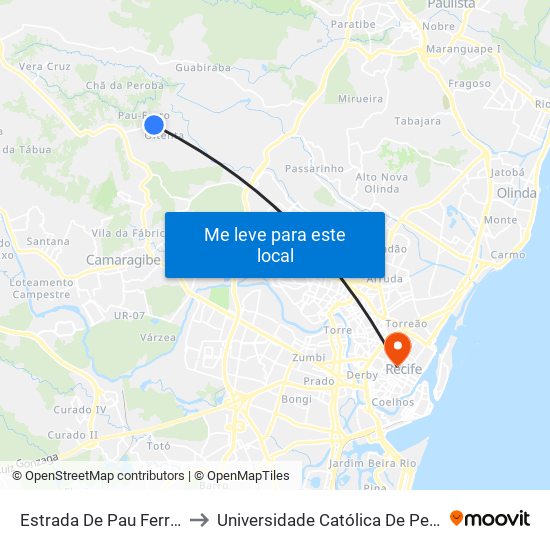 Estrada De Pau Ferro, 1000 to Universidade Católica De Pernambuco map