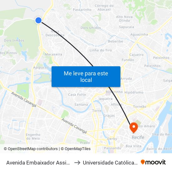 Avenida Embaixador Assis Chateaubriand, 26 to Universidade Católica De Pernambuco map