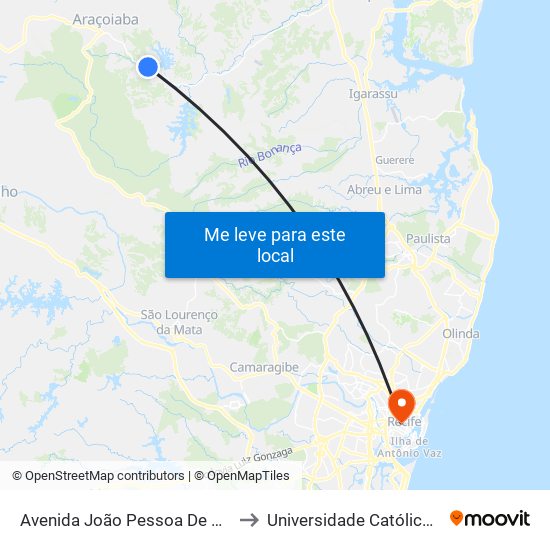 Avenida João Pessoa De Morães Guerra, 3833 to Universidade Católica De Pernambuco map