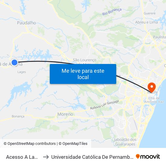 Acesso A Lages to Universidade Católica De Pernambuco map