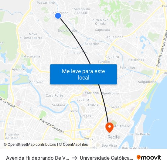 Avenida Hildebrando De Vasconcelos, 2738f to Universidade Católica De Pernambuco map