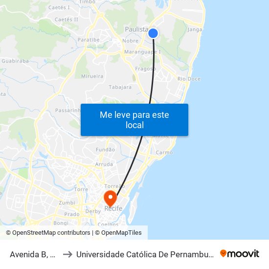 Avenida B, 11 to Universidade Católica De Pernambuco map
