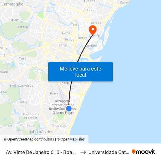 Av. Vinte De Janeiro 610 - Boa Viagem Recife - Pe 51030-160 Brasil to Universidade Católica De Pernambuco map