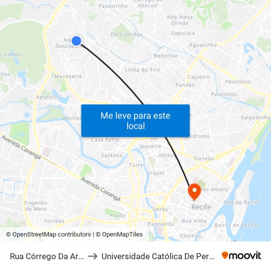 Rua Córrego Da Areia 59 to Universidade Católica De Pernambuco map